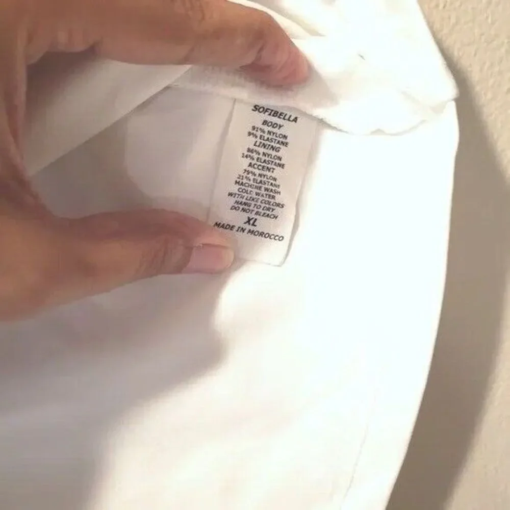 Sofibella White Short-Sleeved Half Zip Collarless Golf Shirt~$74 - Picture 9 of 11